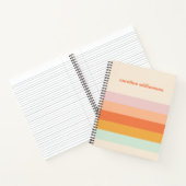 Gepersonaliseerde kleurrijke strepen Retro Snoep P Notitieboek (Binnen)