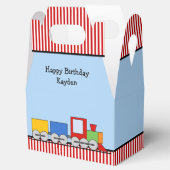 Gepersonaliseerde kleurrijke trein op zaterdag bedankdoosjes (Geopend)