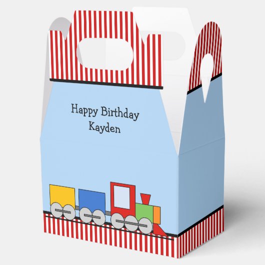 Gepersonaliseerde kleurrijke trein op zaterdag bedankdoosjes (Geopend)