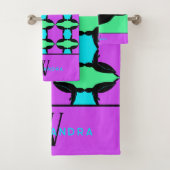 Gepersonaliseerde kleurrijke tropische Zee schildp Bad Handdoek (Insitu)