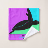 Gepersonaliseerde kleurrijke tropische Zee schildp Bad Handdoek (Wasdoekje)