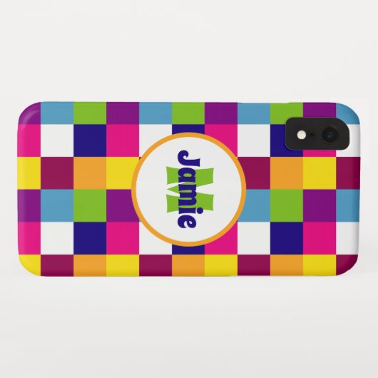Gepersonaliseerde kleurrijke vierkantjes of blokpa Case-Mate iPhone case (Achterkant (horizontaal))