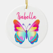 Gepersonaliseerde kleurrijke vlinder gepersonalise keramisch ornament (Voorkant)