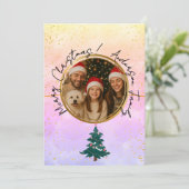 Gepersonaliseerde kleurrijke vrolijke kerst feestdagenkaart (Staand voorkant)