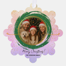 Gepersonaliseerde kleurrijke vrolijke kerst ornament kaart