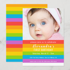 Gepersonaliseerde kleurrijke vun-regenboogpartij kaart