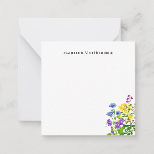 Gepersonaliseerde kleurrijke Waterverf Wilde bloem Notitiekaartje (Voorkant)