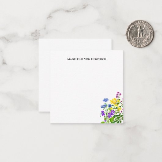 Gepersonaliseerde kleurrijke Waterverf Wilde bloem Notitiekaartje (Voorkant / Achterkant in situ)