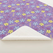 Gepersonaliseerde kleurrijke wilde bloemen Paarse Sherpa Deken (3/4)