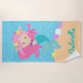 Gepersonaliseerde kleurrijke zeemeermin strandlaken (Voorkant)