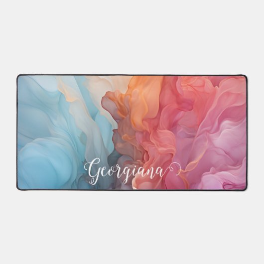 Gepersonaliseerde kleurrijke zonsondergang op Zee Bureaumat (Voorkant)