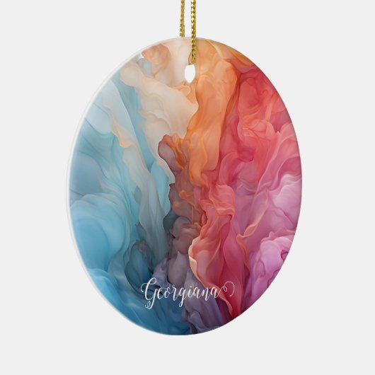 Gepersonaliseerde kleurrijke zonsondergang op Zee  Keramisch Ornament (Rechts)