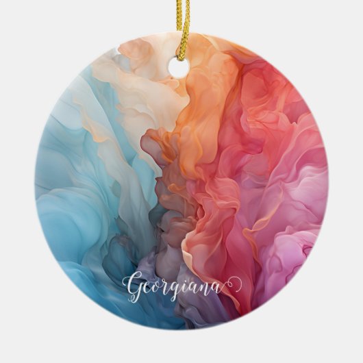 Gepersonaliseerde kleurrijke zonsondergang op Zee Keramisch Ornament (Voorkant)