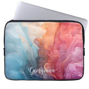 Gepersonaliseerde kleurrijke zonsondergang op Zee Laptop Sleeve