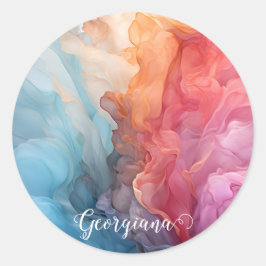 Gepersonaliseerde kleurrijke zonsondergang op Zee Ronde Sticker