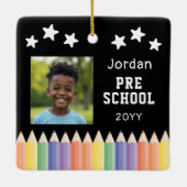 Gepersonaliseerde kleuter voor school Kleurrijke f Keramisch Ornament (Achterkant)