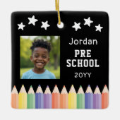 Gepersonaliseerde kleuter voor school Kleurrijke f Keramisch Ornament (Voorkant)