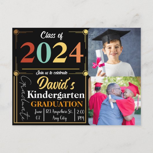 Gepersonaliseerde kleuterschool Afstuderen Hallo Aankondigingskaart (Achterkant)