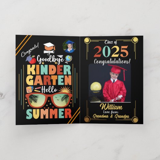 Gepersonaliseerde kleuterschool Afstuderen Hallo Folie Wenskaart (Binnenlaag)