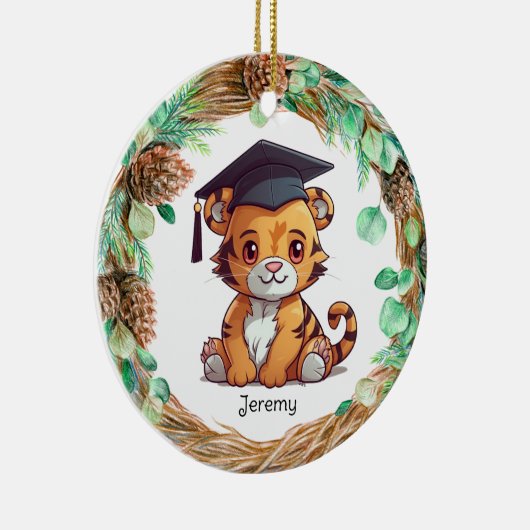 Gepersonaliseerde kleuterschool Afstuderen Tiger C Keramisch Ornament (Rechts)