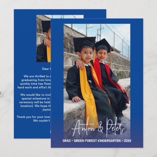 Gepersonaliseerde kleuterschool Kinder Afstuderen Kaart (Voorkant / Achterkant)