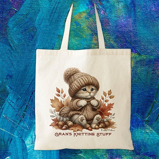 Gepersonaliseerde Knittin' Kittens Budget Canvas t Tote Bag