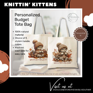 Gepersonaliseerde Knittin' Kittens Budget Canvas t Tote Bag