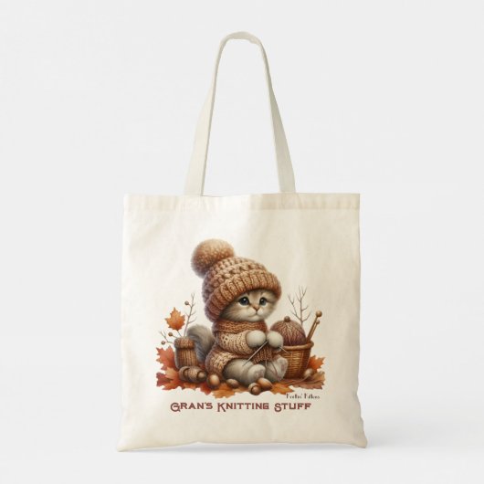 Gepersonaliseerde Knittin' Kittens Budget Canvas t Tote Bag (Achterkant)
