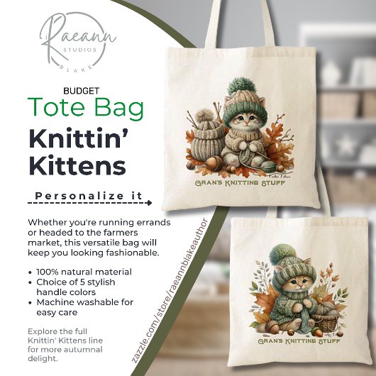 Gepersonaliseerde Knittin' Kittens Canvas tas