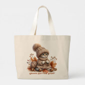 Gepersonaliseerde Knittin' Kittens Jumbo Canvas ta Grote Tote Bag (Achterkant)