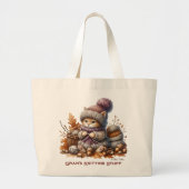 Gepersonaliseerde Knittin' Kittens Jumbo Canvas ta Grote Tote Bag (Voorkant)