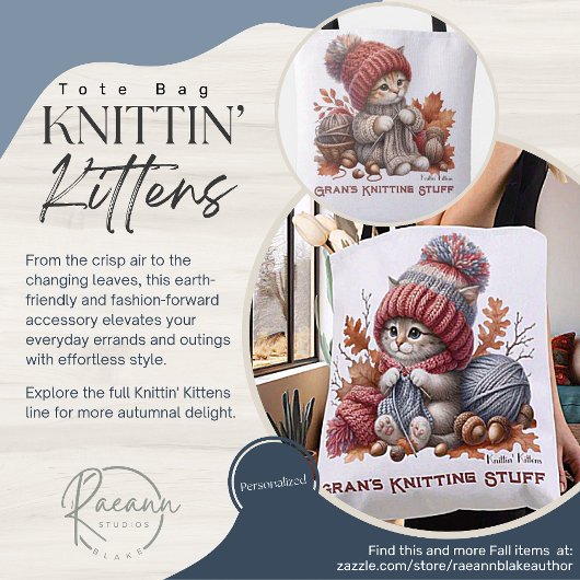 Gepersonaliseerde Knittin' Kittens Tas