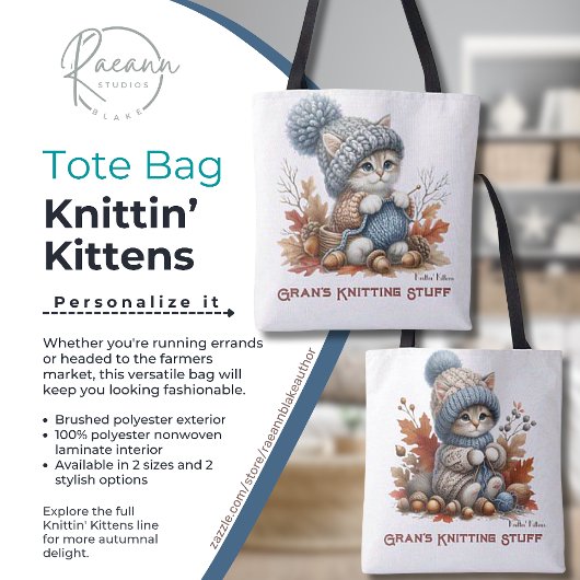 Gepersonaliseerde Knittin' Kittens Tas