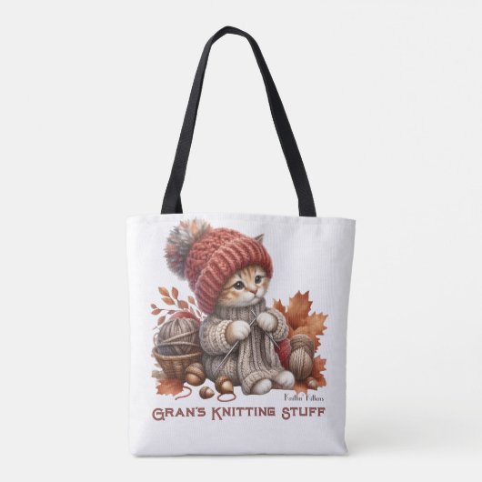 Gepersonaliseerde Knittin' Kittens Tas (Achterkant)