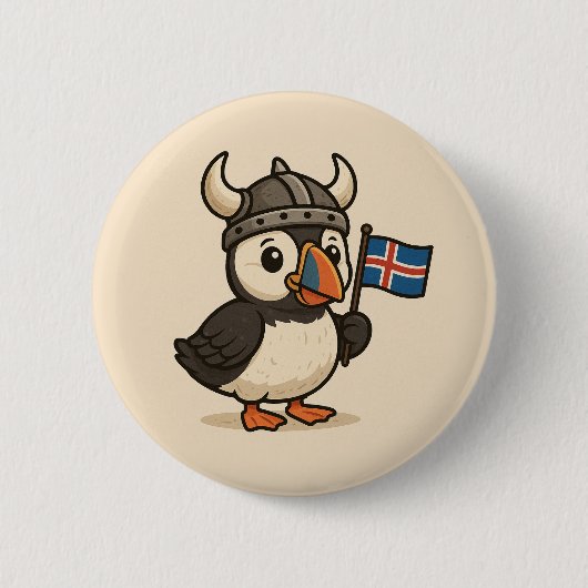 Gepersonaliseerde knop - IJslandse papegaaiduiker Ronde Button 5,7 Cm (Voorkant)