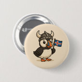 Gepersonaliseerde knop - IJslandse papegaaiduiker Ronde Button 5,7 Cm (Voorkant /achterkant)
