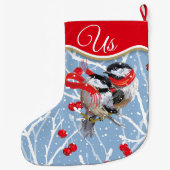 Gepersonaliseerde knuffelen chickadees paar grote kerstsok (Achterkant)