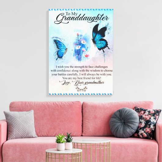 Gepersonaliseerde knuppel vlinder naar mijn kleind canvas afdruk (Insitu (Woonkamer))