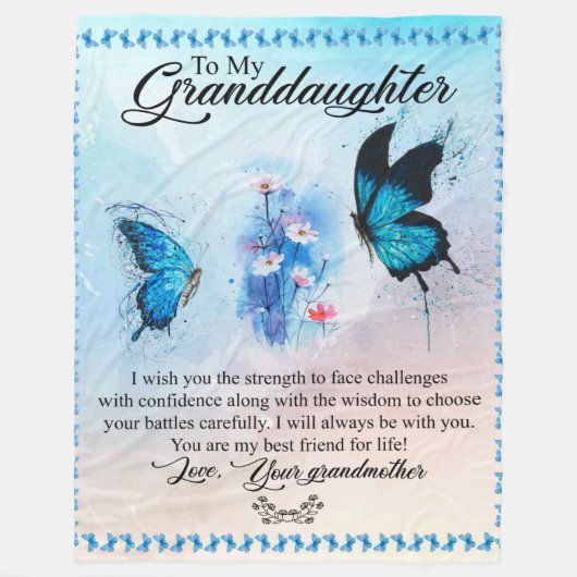 Gepersonaliseerde knuppel vlinder naar mijn kleind fleece deken (Voorkant)