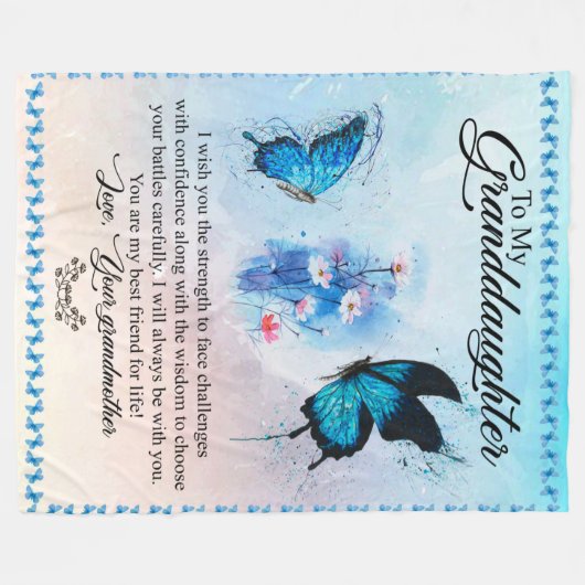 Gepersonaliseerde knuppel vlinder naar mijn kleind fleece deken (Voorkant (Horizontaal))