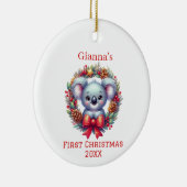 Gepersonaliseerde Koala Beer eerste kerst Keramisch Ornament (Rechts)