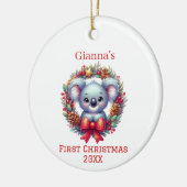 Gepersonaliseerde Koala Beer eerste kerst Keramisch Ornament (Links)