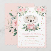 Gepersonaliseerde Koala Beer Meisje 1e Verjaardag Kaart (Voorkant / Achterkant)