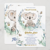Gepersonaliseerde koala doop Sjabloon Kaart (Voorkant / Achterkant)