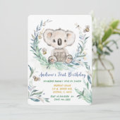 Gepersonaliseerde Koala jongen eerste verjaardag Kaart (Staand voorkant)