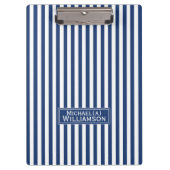 Gepersonaliseerde kobalt blauw & wit gestreept ele klembord (Voorkant)
