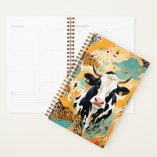 Gepersonaliseerde Koe Animal Print Planner (Display)