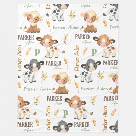 Gepersonaliseerde Koe Baby Deken | 60x80 fleece (Voorkant)