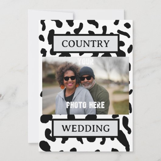 Gepersonaliseerde Koe-print land bruiloft uitnodig Kaart (Achterkant)