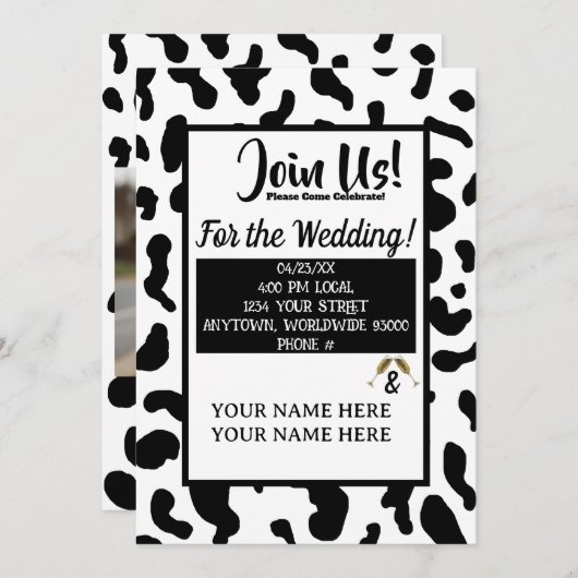 Gepersonaliseerde Koe-print land bruiloft uitnodig Kaart (Voorkant / Achterkant)